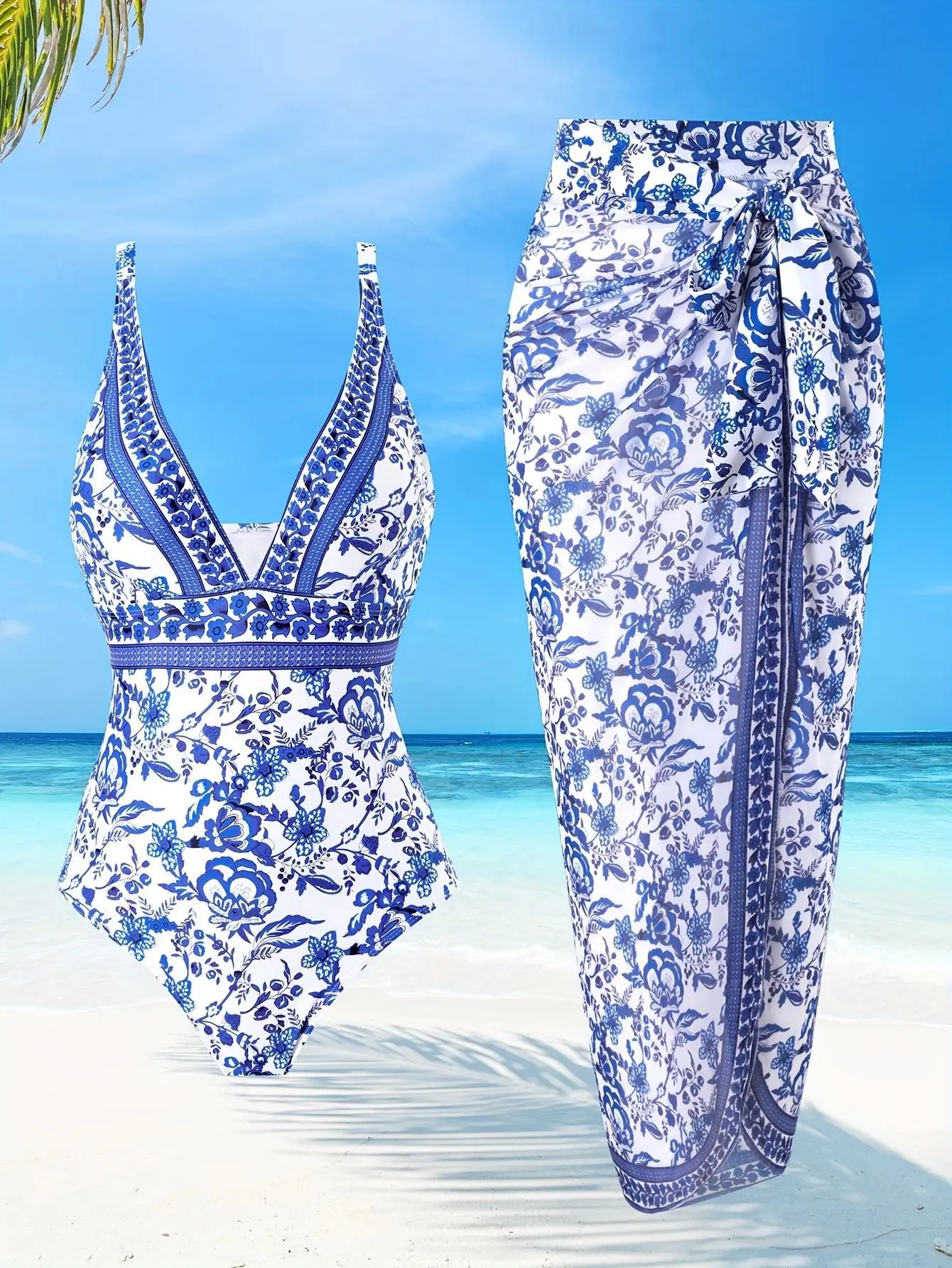 

Women's Conservative Bikini One-Piece Swimsuit 2025 Sexy Beach Gathering Set with Wrapped Skirt Belly Covering Design