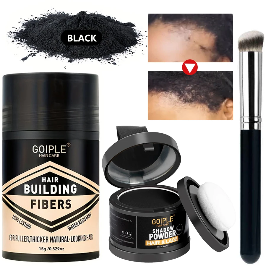 GOIPLE Hair Fiber Powder Hair Building Fiber for Fuller Hair, Instantly Add Natural-looking Density Cover Hairline Shadow Powder
