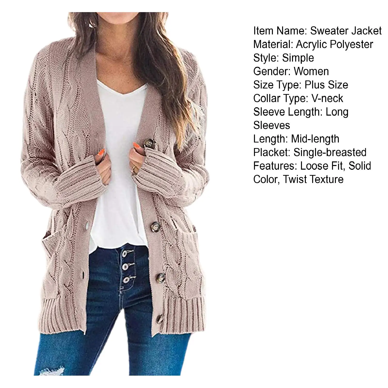 Knit Button Front Cardigan, Casual Solid Long Sleeve Cardigan For Fall & Winter, Women\'s Clothing