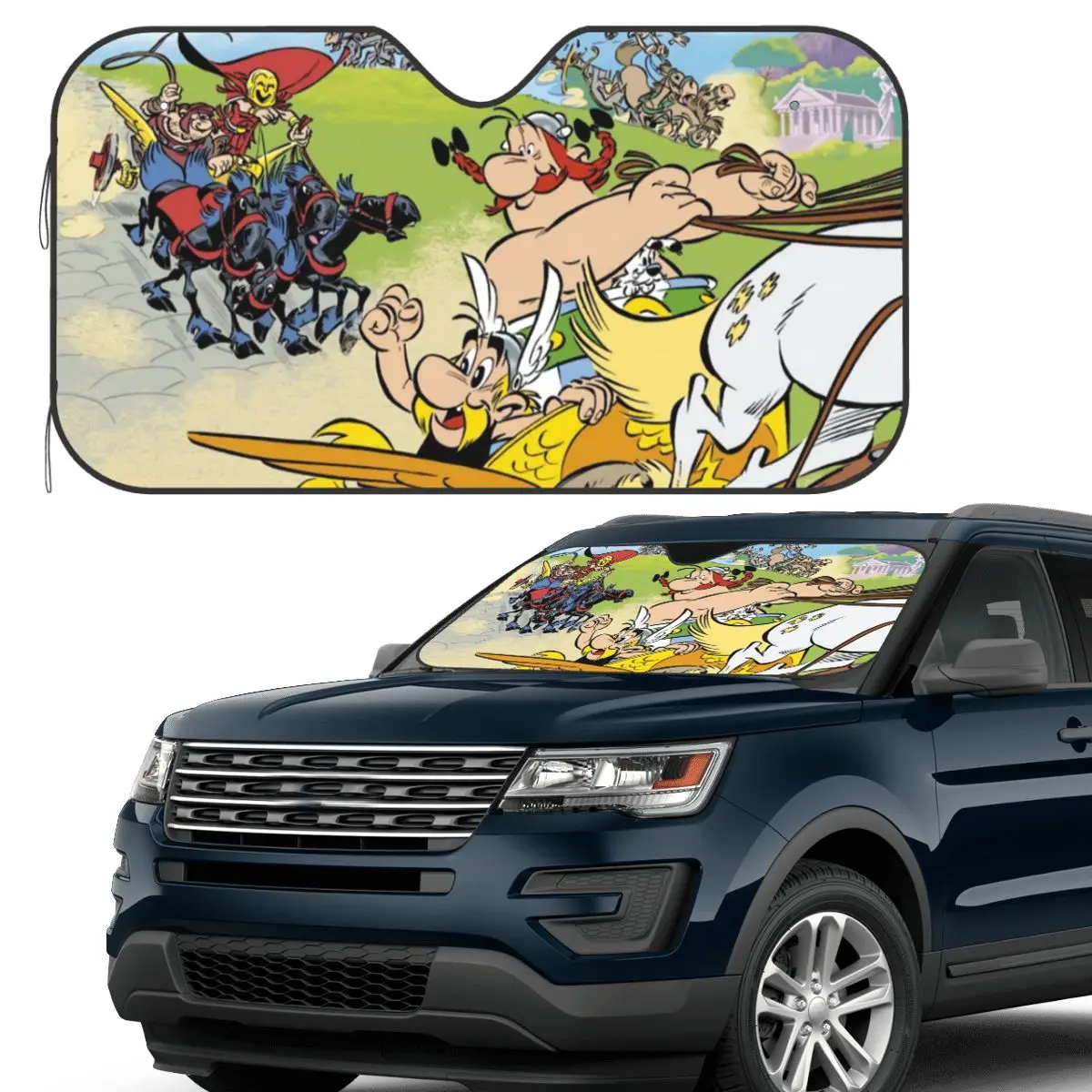 

Asterix And Obelix Dogmatix Sunshade Windscreen Car Front Windshield Window Sun Visor Accessories Covers