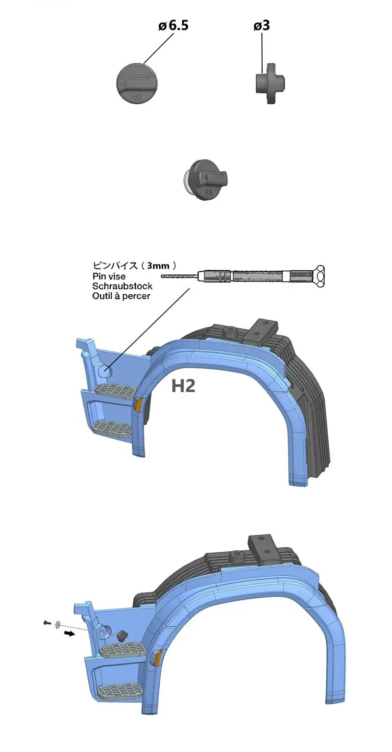 JUWUBA Simulazione Tappo Serbatoio Carburante Copertura Urea per 1/14 Tamiya RC Autocarro Con Cassone ribaltabile SCANIA 770S 56368 56371 Accessori Auto