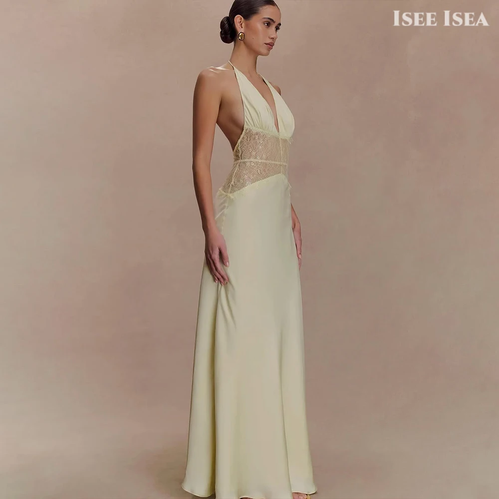 홀터 절묘한 이브닝 드레스 여성용 쉬폰 바닥 길이 코르셋 이브닝 가운 فستان سهرة 댄스 파티 드레스 맞춤형