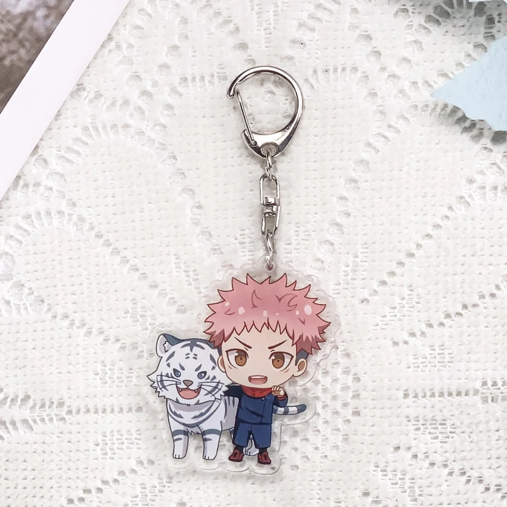 12Pcs Anime Jujutsu Kaisen Car Keychain Acrylic Keyrings Bag Charms Cute Backpack Pendant Funny Prop Decoration Friends Gifts