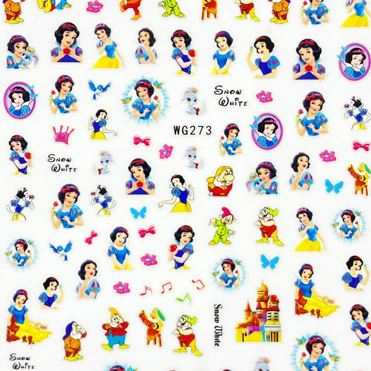 1 sheet The best-selling children's cartoon Disney Snow White waterproof removable 3D adhesive nail sticker