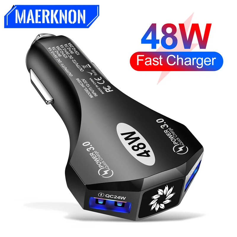 48W Car Charger Fast Charging For iPhone 13 Pro 12 Max Xiaomi mi Huawei Quick Charge 3.0 4.0 Mobile Phone Charger Adapter in Car