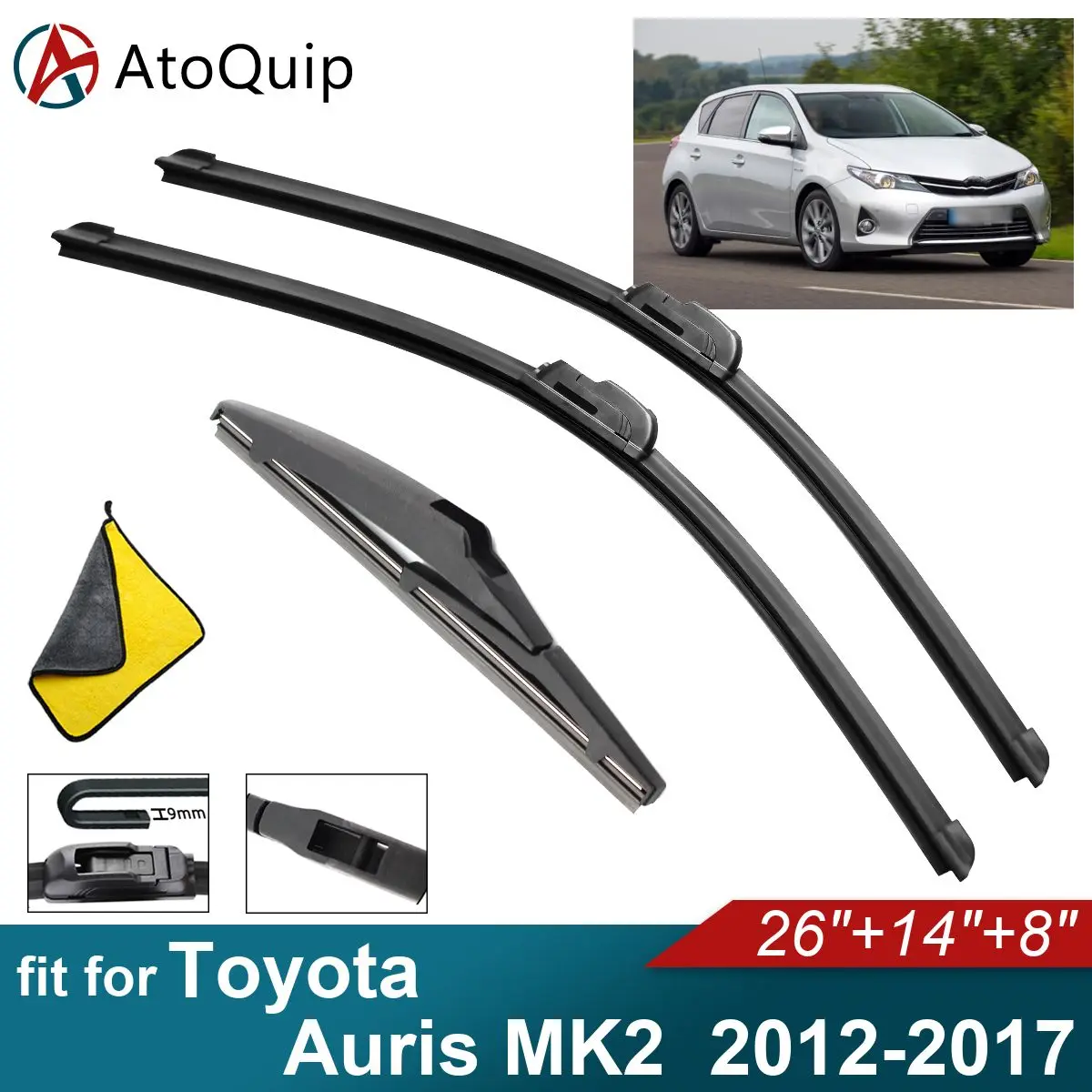 

Car Windshield Wiper Blades Fit For Toyota Auris Hatchback MK2 Rear Wiper Blades Soft Rubber Auto Front Windscreen