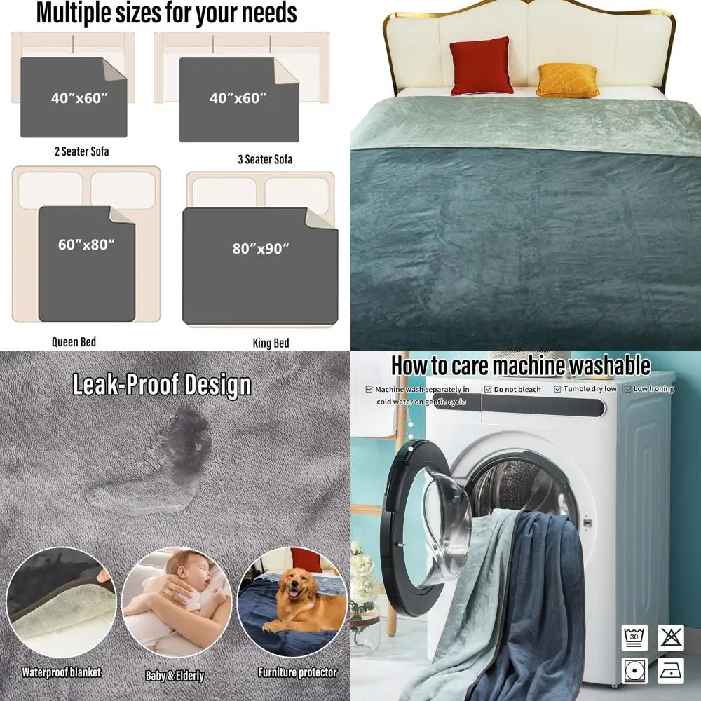 

Двустороннее и моющееся водонепроницаемое одеяло King Size, герметичное, большое водостойкое покрытие 80x90, многоразовое (темно-серый/серебристый гр.