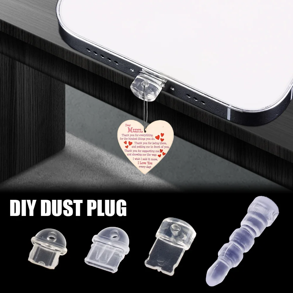 DIY Dust Plugs for Apple Android Micro USB Type C Clear Anti-dust Charging Port Plugs Headphone 3.5mm Jack Protector Plug