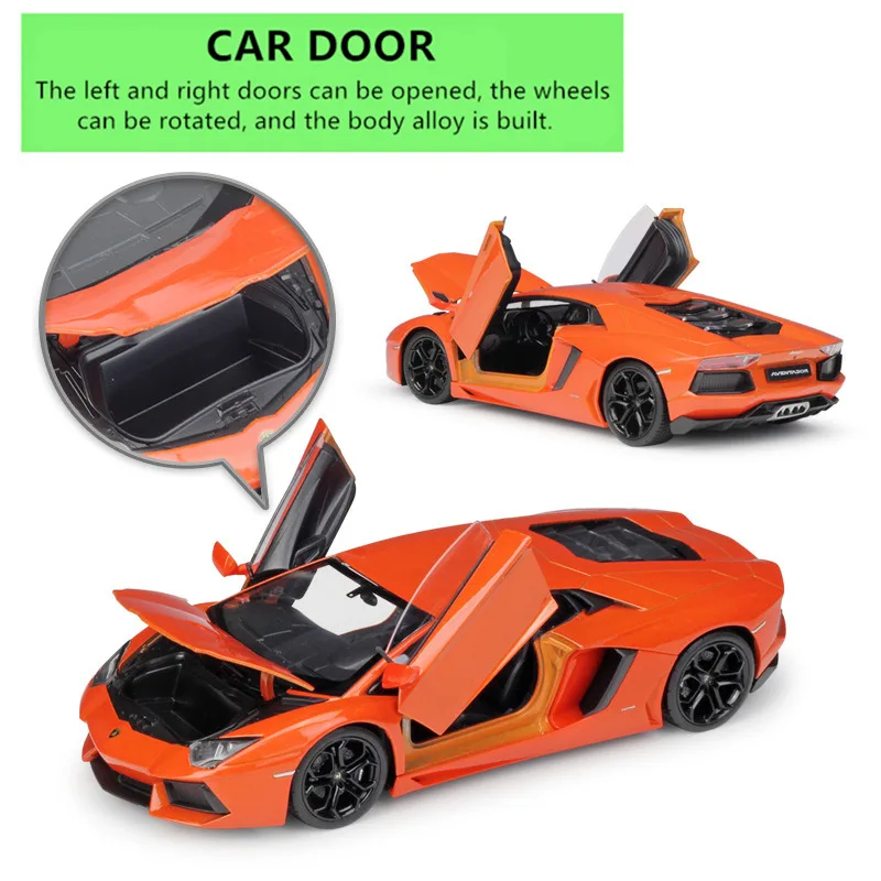 Welly 1:24 Lamborghini Aventador LP700-4 Diecast White Pink Orange Blue Yellow Sport Car High Vehicle Alloy Metal Model Car B532