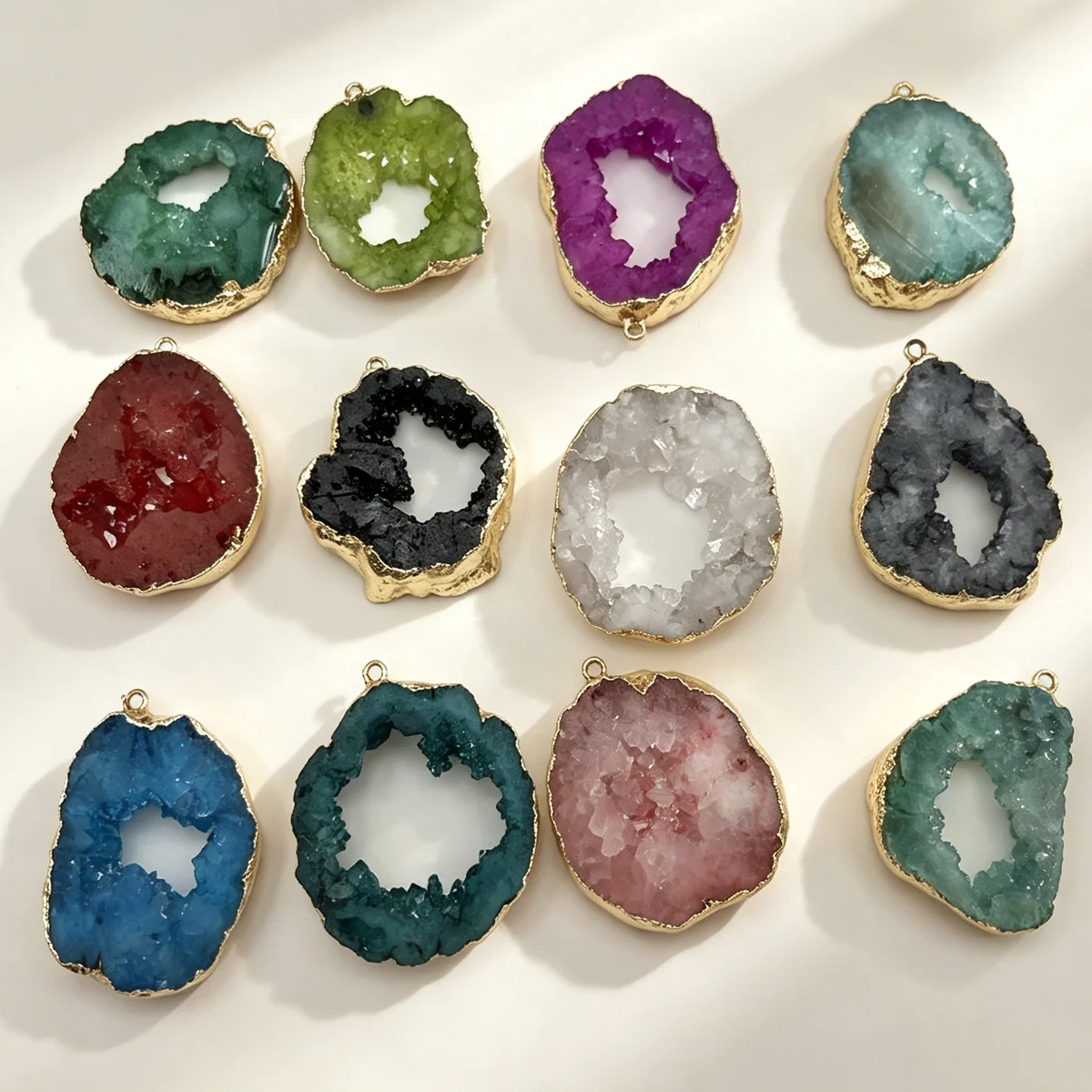 5pcs Natural Druzys Stone Pendant Charms Irregural Druse Agate Pendant for Making DIY Jewelry Necklace Earrings Bracelet 35-40mm