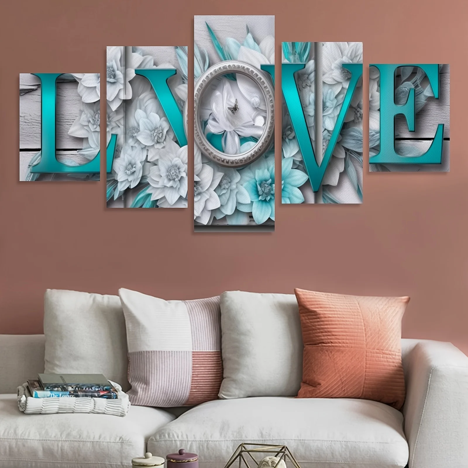 5Pcs Contemporary Abstract LOVE Art Canvas Prints, Designed for Home Decor, for Living Room, Office Bar Wall Decor, Unframed