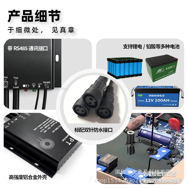 MPPT Solar Charge Controller 15A 12V 24V Auto Sensing Step Down Waterproof Heat Sink PV Regulator For RV Home Battery Charging