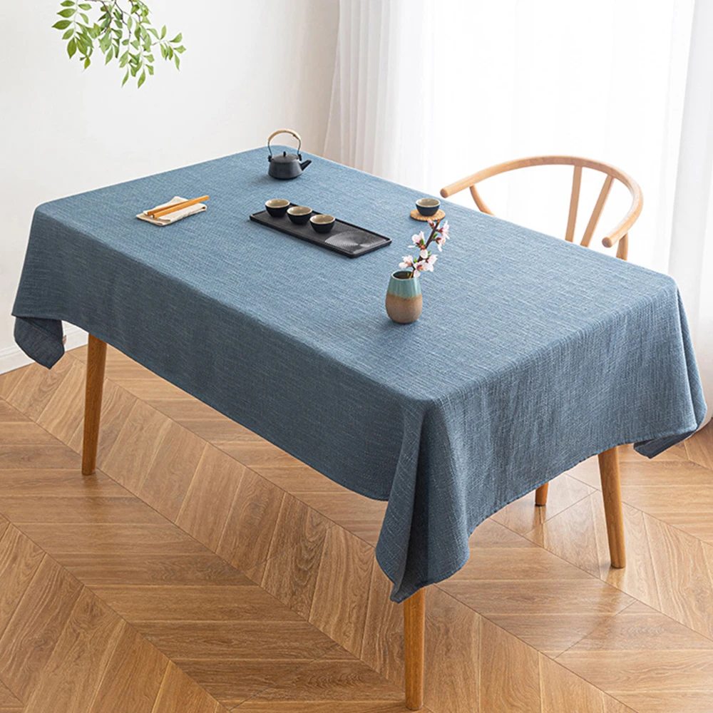 Thicken Fake Linen Textured Stain Resistant Tablecloth Rectangular for Wedding Home Party Dining Banquet Decoration