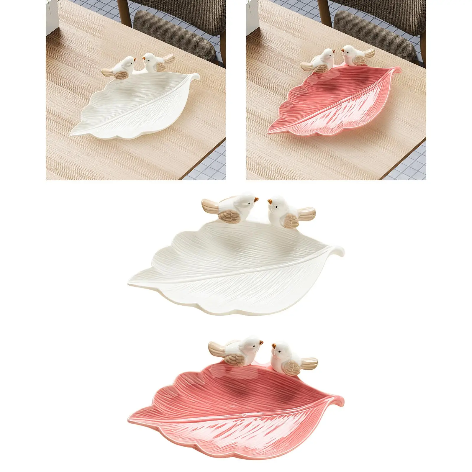 Ceramic Ring Trinket Dish Tray Snack Plate Gloss Glazed 8.6x1.1inch Necklace Keys Holder for Woman Girl Multifunctional