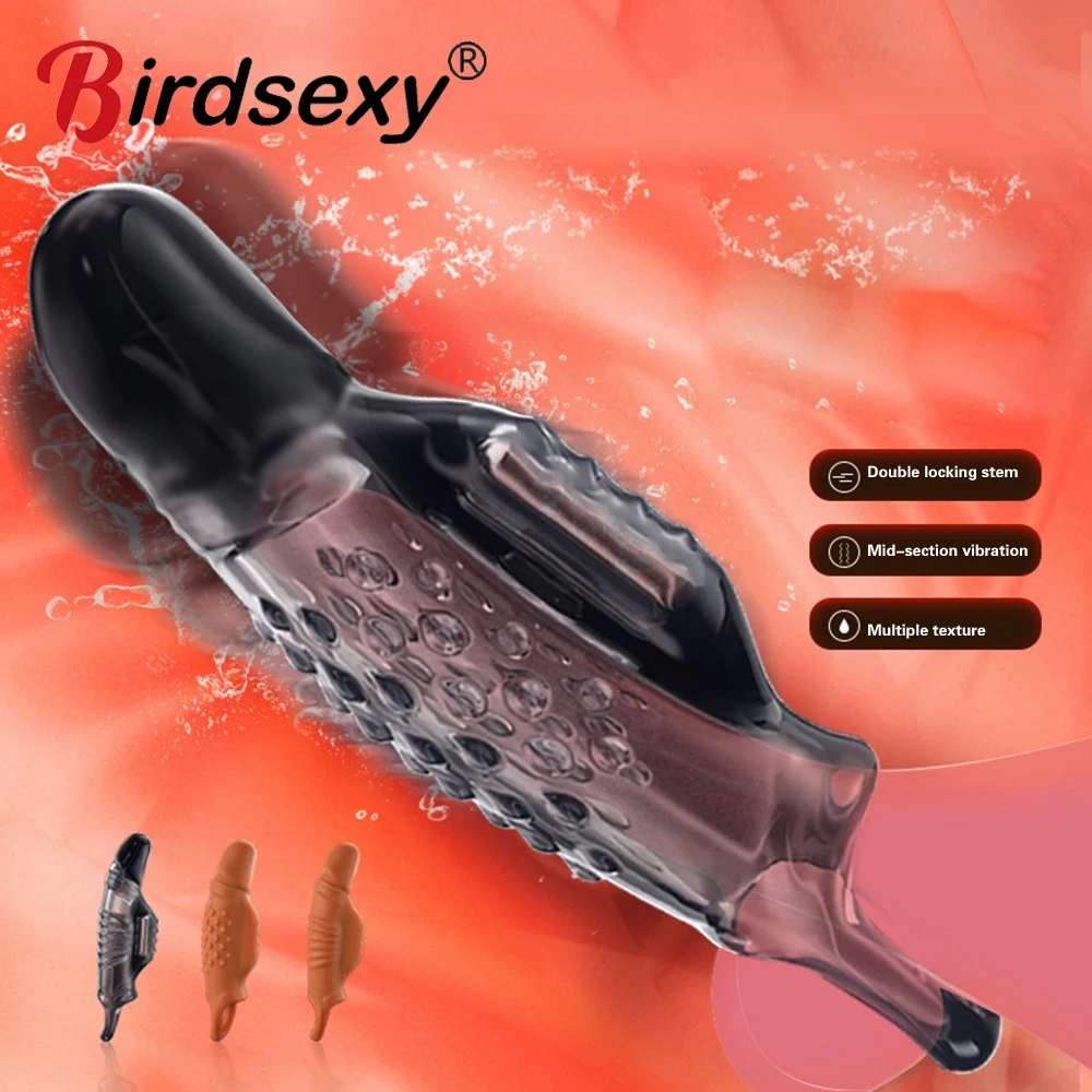 Dick Sleeve Vibrating Cock Ring Penis Ring Vibrator Delay Ejaculation G Spot Clit Stimulate Massager Sex Toys for Men Couple