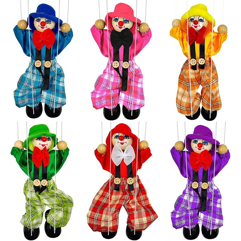 Marionette Puppets Clown Pull String Doll Birthday Christmas Gifts Theater Puppetry Party Favors For Kids Boys Girls Adults