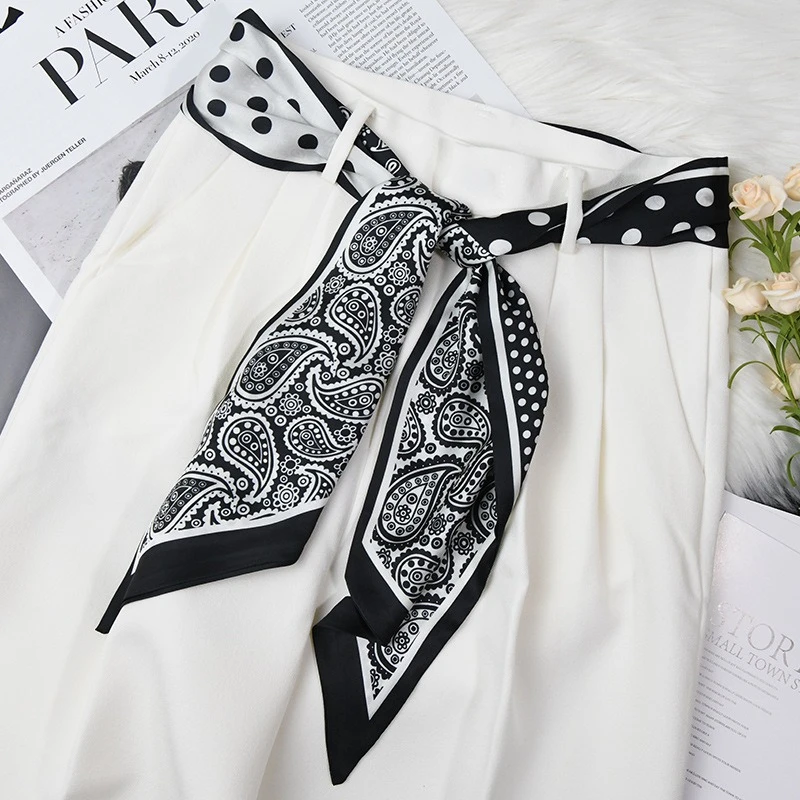 135cm Long Waist Belts New Retro Style Double-sided Printed Hairband Women Summer Thin Narrow Long Belt Neckerchief Decoration