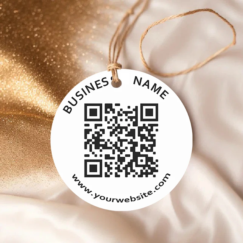 Ornamento de suspensão com código qr personalizado, 50 peças com corda-etiqueta de link de site personalizado para marcas de negócios, etiquetas de presente e decoração
