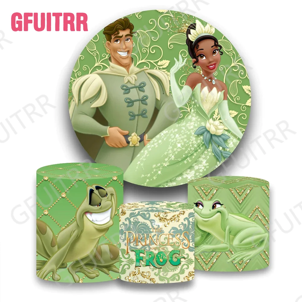 The Princess Tiana and The Frog Round Photo Backdrop Kids Birthday Party Decoration Baby Shower Cylinder Covers Photo Props