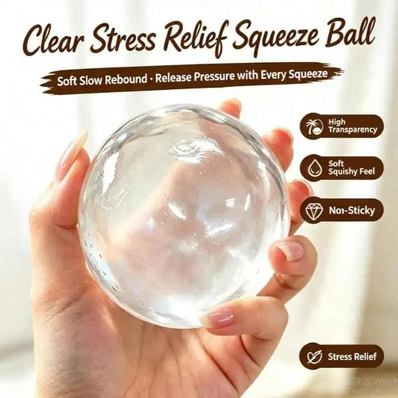 1Pcs Coconut Oil Clear Stress Ball, Highly Moldable Dumpling Crunchy Squishy, Bday Easter Halloween Xmas Gift for Women School