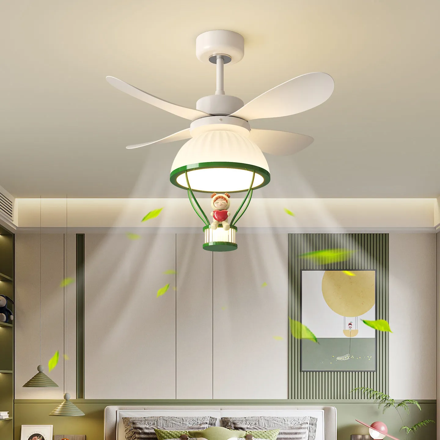 Cream wind children's room bedroom light modern minimalist creative cartoon hot air balloon full