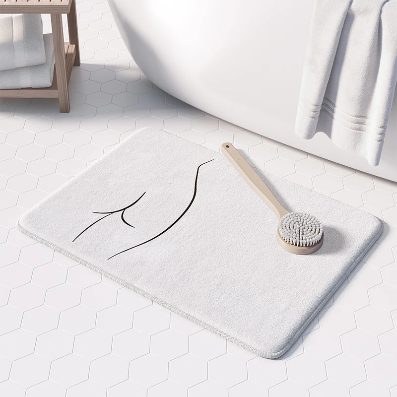

Aertemisi Naked Butt Line Drawing Curvy Chiara Funny Bath Mat with Non Slip Base Absorbent Super Cozy Flannel Floor Rug Carpet