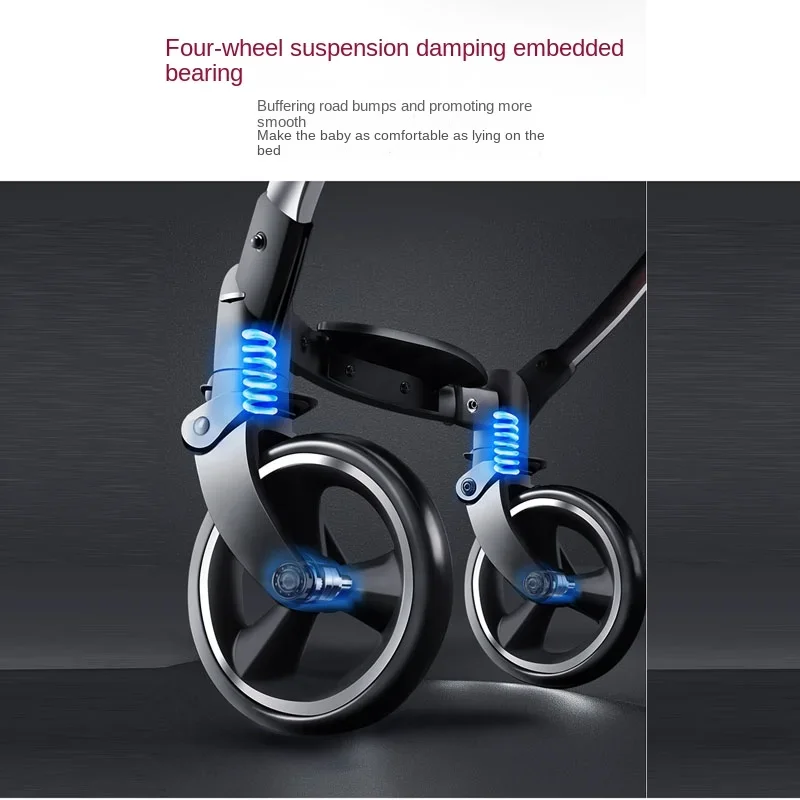 Newborn Stroller Four-wheeled Shock-absorbing High Landscape Lightweight Folding Baby Stroller Two-way Swivel Seat Baby Stroller