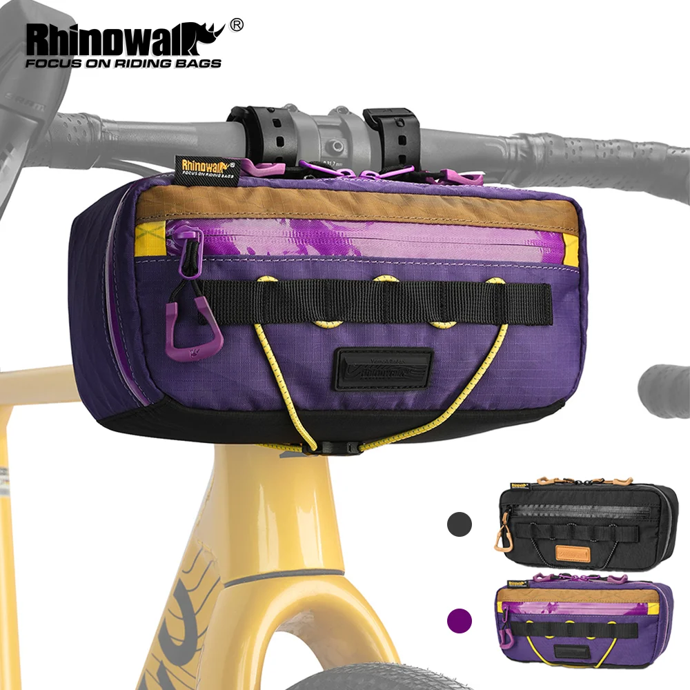 Rhinowalk Bike Handlebar Bag 2.5L Bicycle Front Storage Bag Universal Fit Multi-Compartment Shoulder Bag Reflective Elastic Cord