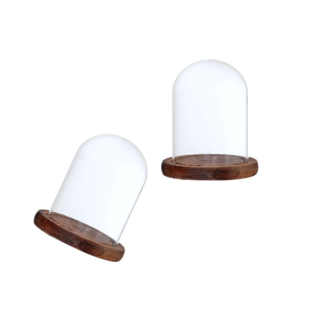 Glass Cloche with Wooden Base Miniature Display Jar for Elegant Interior Room Table Decorations