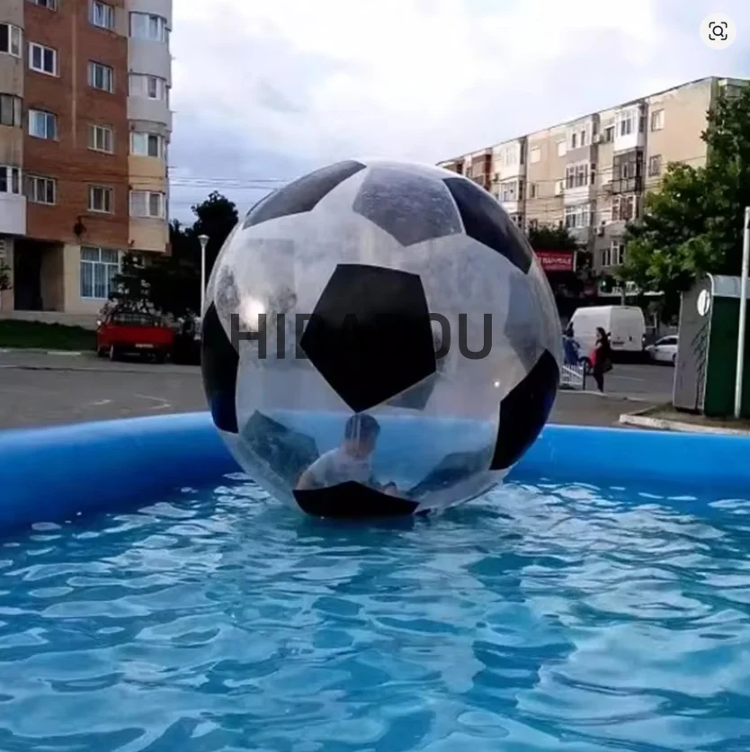 Transparent with Black Inflatable Water Walking Ball 2M TPU Football Human Hamster Ball for Pool Lake Beach Outdoor Water Game