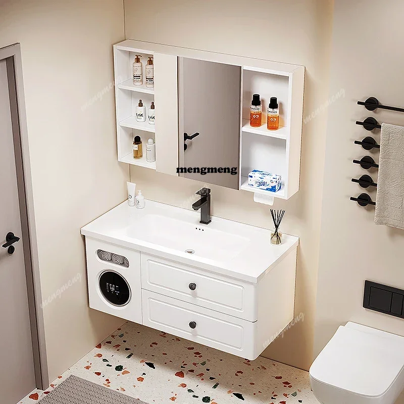 

Smart Nordic Ceramic Bathroom Cabinet Combo Aluminium Alloy Originality Bathroom Mirror Shelves Home Furniture Arredo Bagno