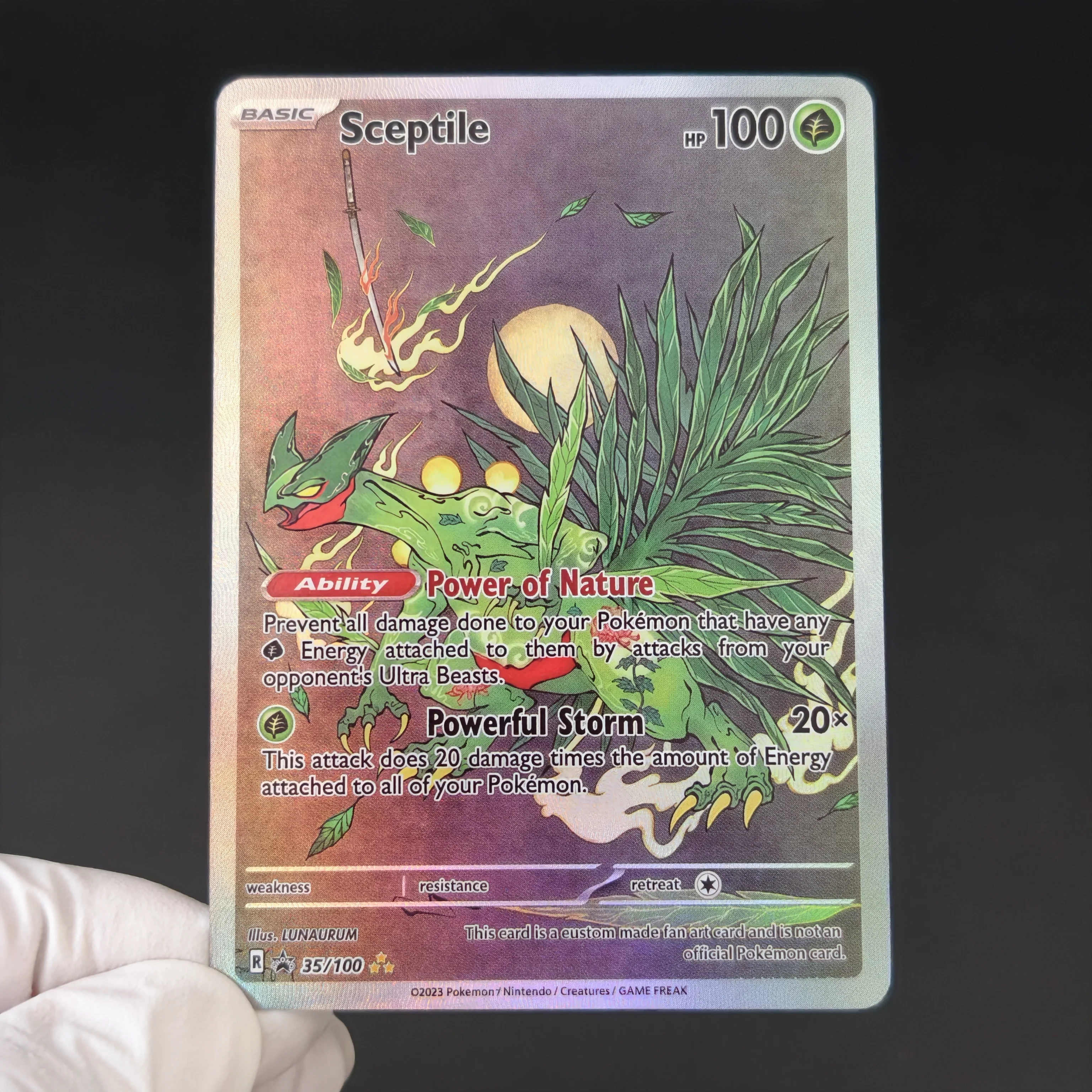 5PCS/DIY PTCG Pokemon Collection Card Gengar Gyarados Sceptile Absol Lucario English ink wash style Full Art Holo Textured Cards view 2