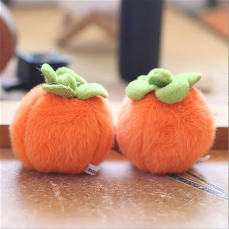 พวงกุญแจตุ๊กตาผลไม้รูปลูกพลับ ของตกแต่งกระเป๋า ของขวัญชิ้นเล็กๆ งานแฮนด์เมดสุดพิเศษ ขนาด 8 ซม.