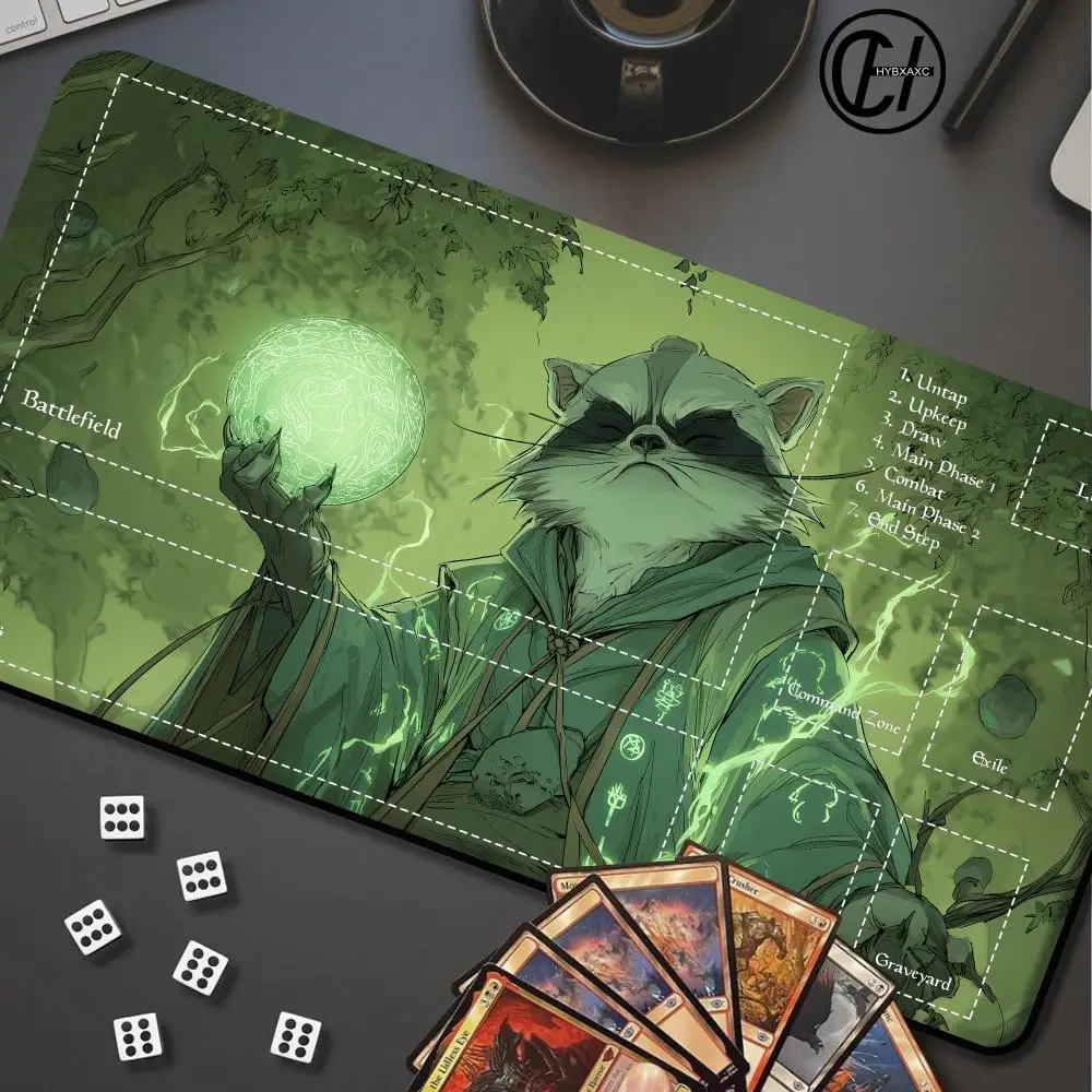 Blue Cloak Black Cat Wizard Design MTG Playmat Magic Card Battle Mat Non-Slip Stitched Edge Tapete Magic Mtg Tabletop HYBXXC