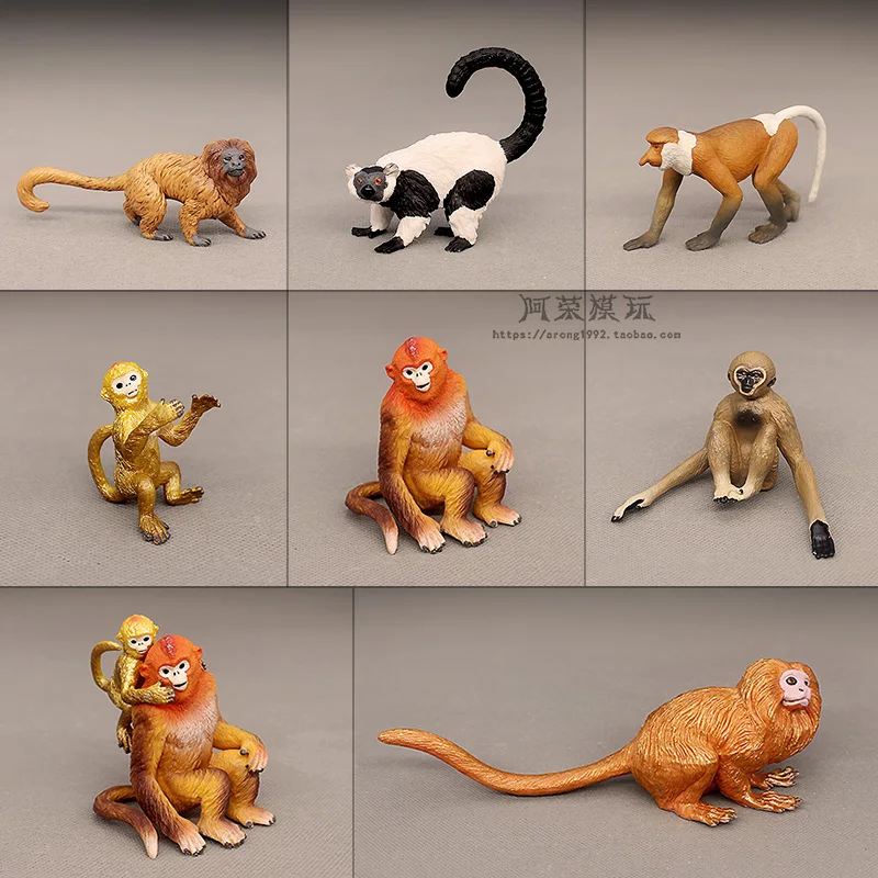 الذهبي سنوب الأنف القرد Proboscis القرد Gibbon عمل أرقام المحاكاة المعرفية نماذج للحيوانات مصغرة زخرفة الملحقات