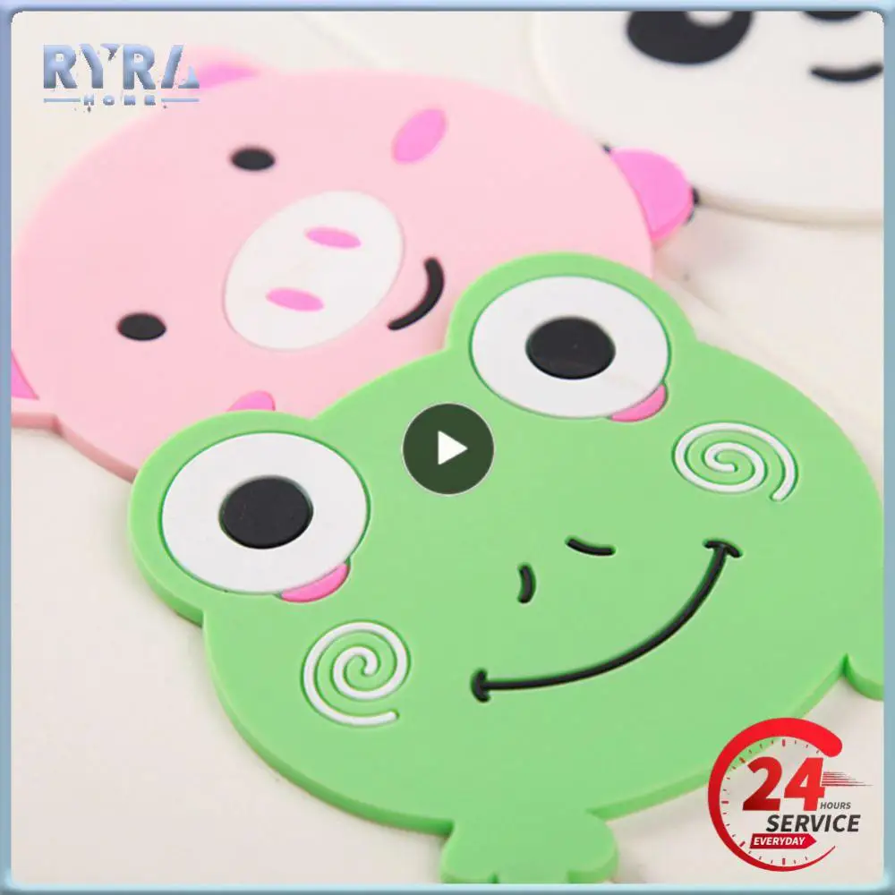 Cartoon Coaster Silicone Mat Drink Cup Coasters Non-slip Placemat Cute Animal Cup Mats Pad Pot Holder Kitchen Accessories