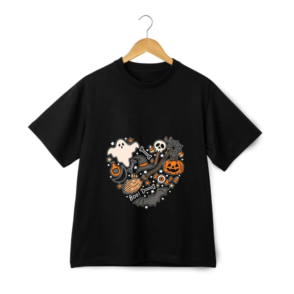 Halloween Heart T Shirt Äì Ghost Pumpkin Skull Bat Spooky