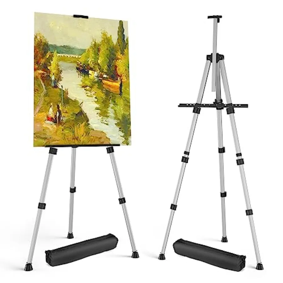 

Art Painting Display Easel Stands - Portable Adjustable Aluminum Metal Tripod Artist Easels with Bags, Height from 17" to 66",