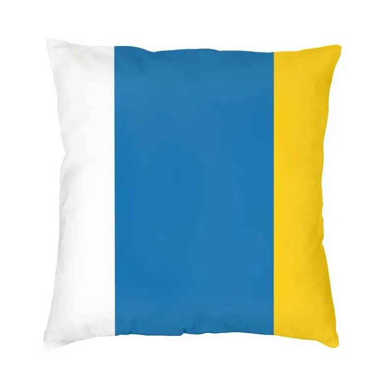Luxury Canary Islands State Flag Cushion Cover 40x40 Polyester Pillow Case for Car Square Pillowcase Home Decor