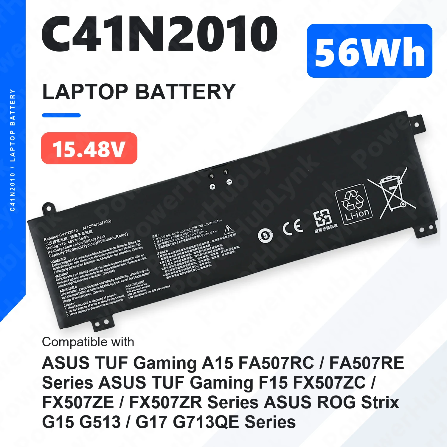 C41N2010 15.48V 56Wh Laptop Battery For ASUS TUF Gaming A15 F15 FA507 FX507 ROG G513 G713 0B200-03890000 0B200-03890200