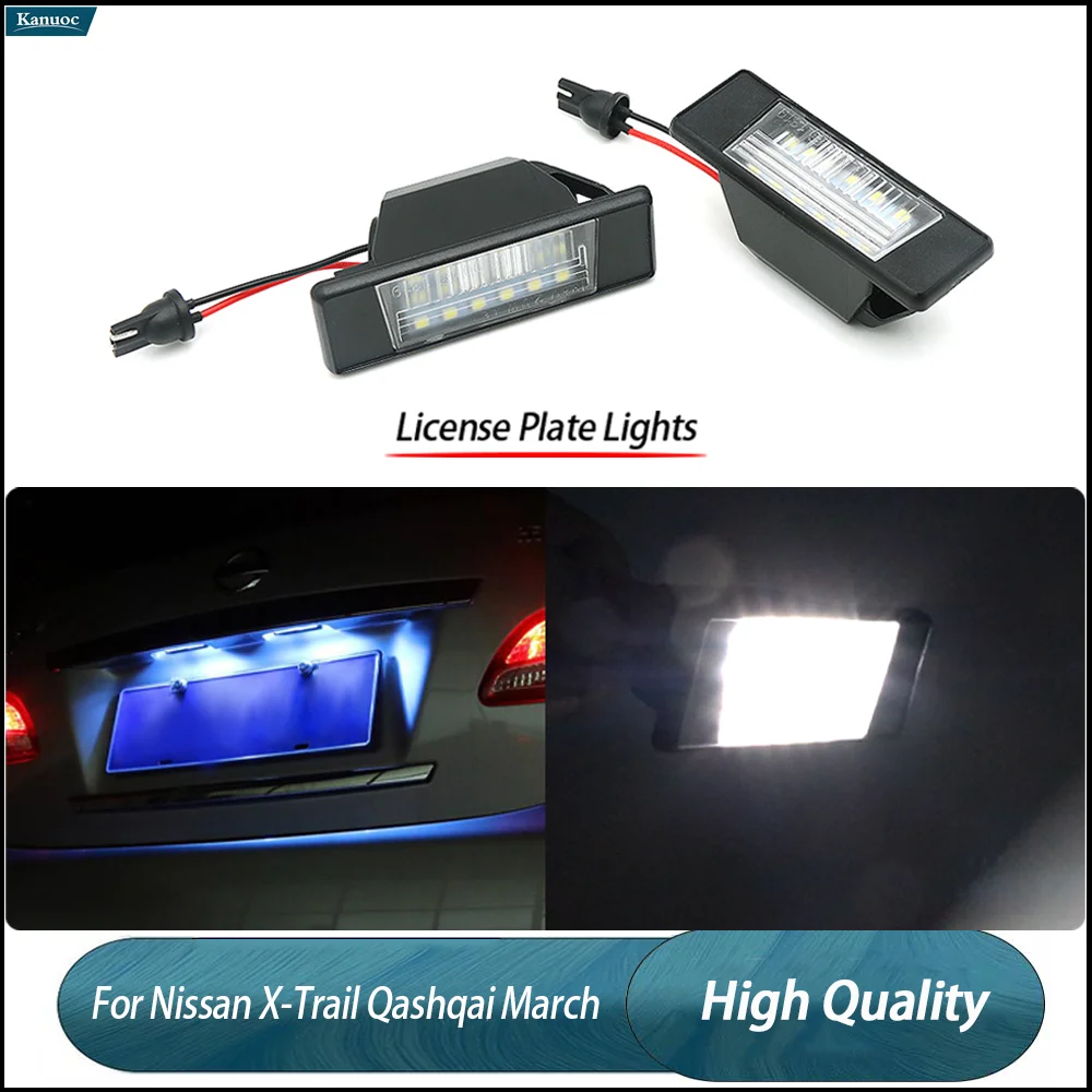 

2Pcs LED License Plate Lamp Kit For Nissan X-Trail Qashqai March Versa NV200 Rogue Sport