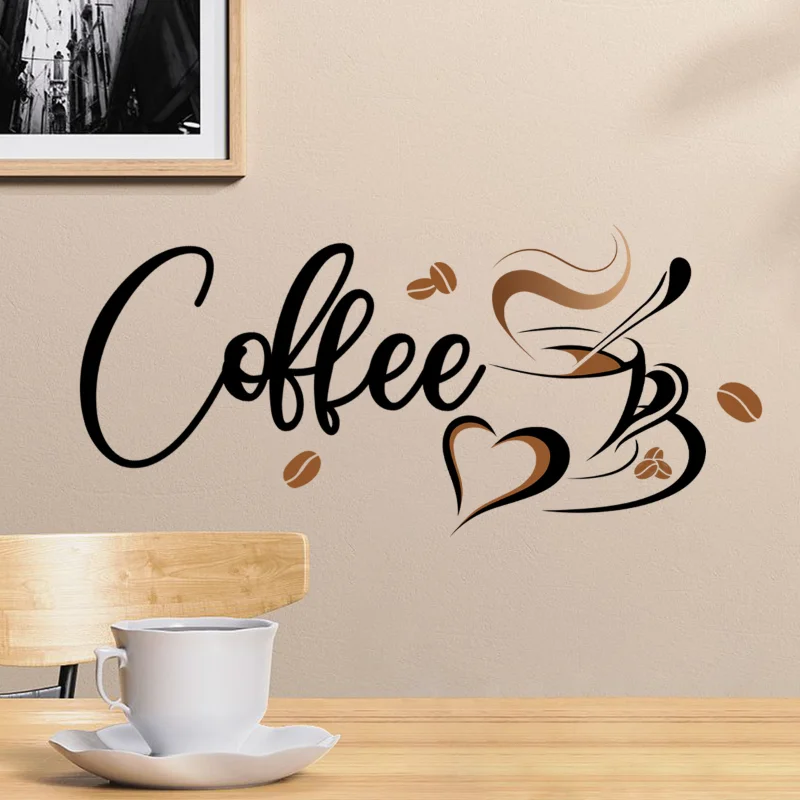 Coffee Wall Stickers Cartoon Lounge Office Pantry Decor Home Living Room Mural Decorations Posters 1pcs 30X40cm Alphabet 2026New
