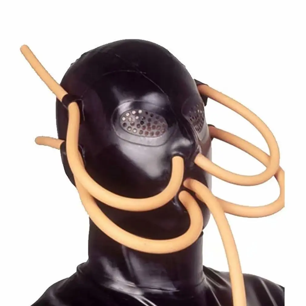 Sexy 100% Natural Latex Mask,Unique SM Latex Unisex Hood Mask for Fetish Club Ball Halloween Party Role Playing Octopus Headgear