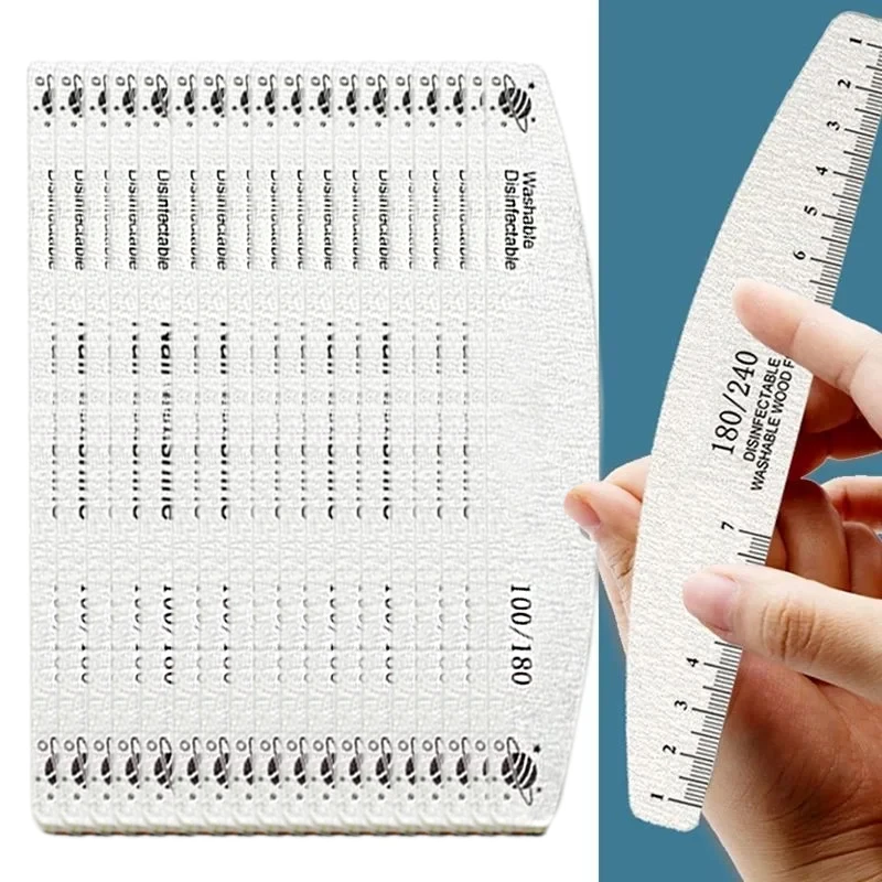 5/10 pçs arquivo de unhas 100/180 amortecedor de madeira lixa profissional unha gel polonês forte grosso cinza lixar manicure ferramenta