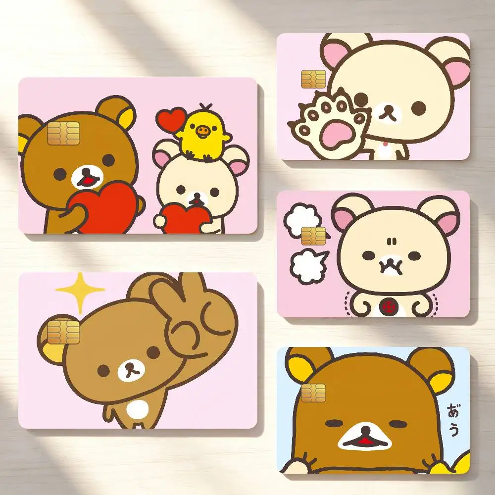 Cartoon R-Rilakkuma-S Cute Credit Card Sticker Waterproof Anti-Scratch 4PCS Bank Debit Traffic Cover Decoration