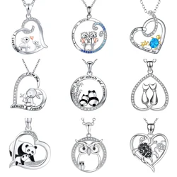 1Pc Fashion Animal Family Necklace for Men Women Otter Bunny Cat Panda Pendant Clavicle Chain Choker DIY Jewelry Party Gifts