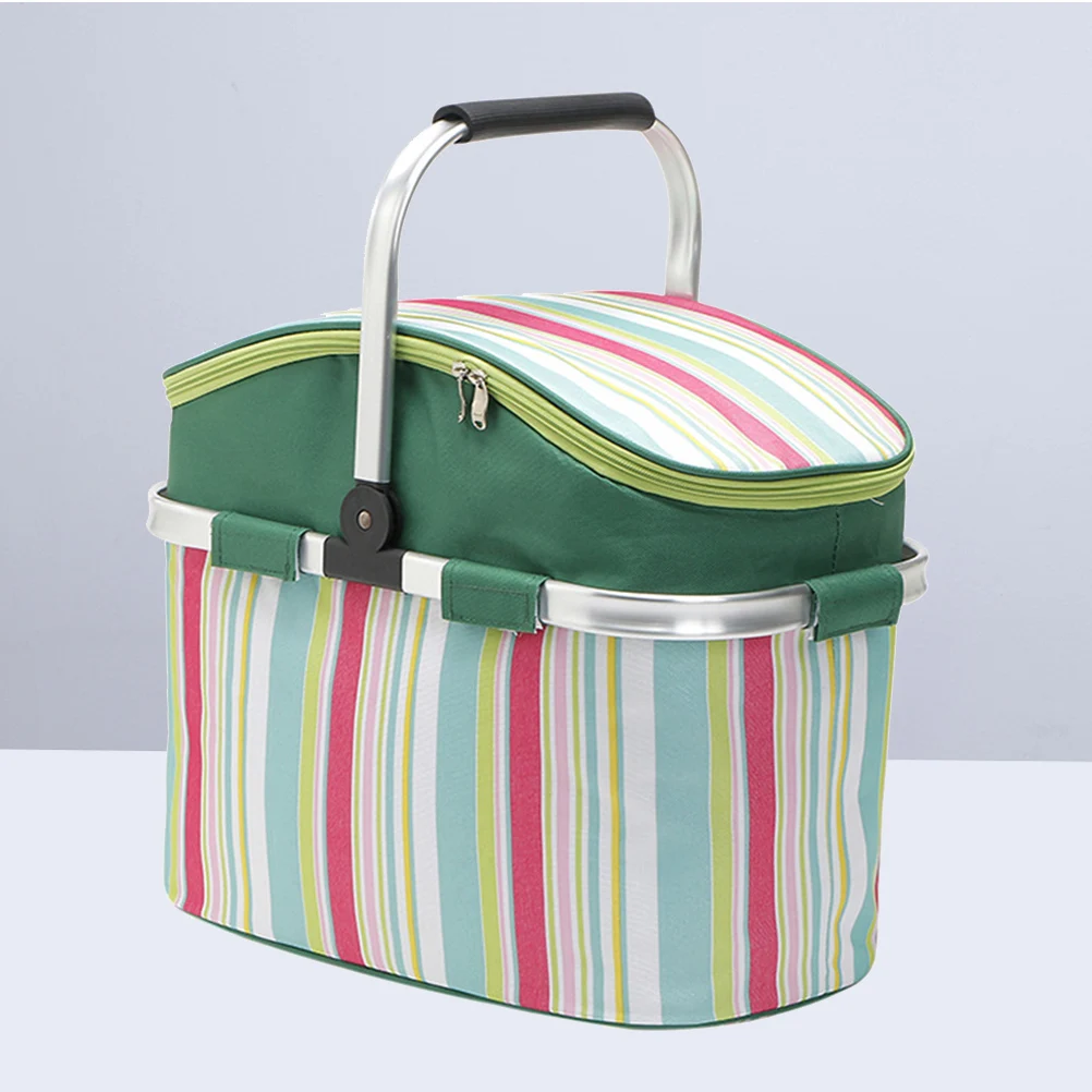 

Collapsible 26L Insulated Picnic Basket Cooler Bag Aluminum Lining For Camping Hiking Bbq Beach Outing Rose Picnic