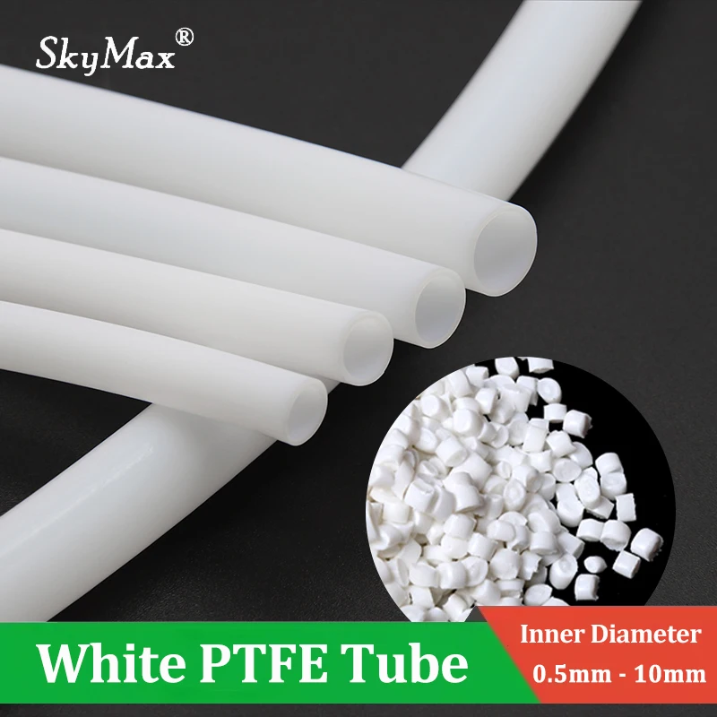 1 - 10m White PTFE Tube Dia1/2/2.5/3/4/5/6/7/8/10mm High Temperature Insulated Extruder J-head Rigid Pipe for 3D Printer Connect