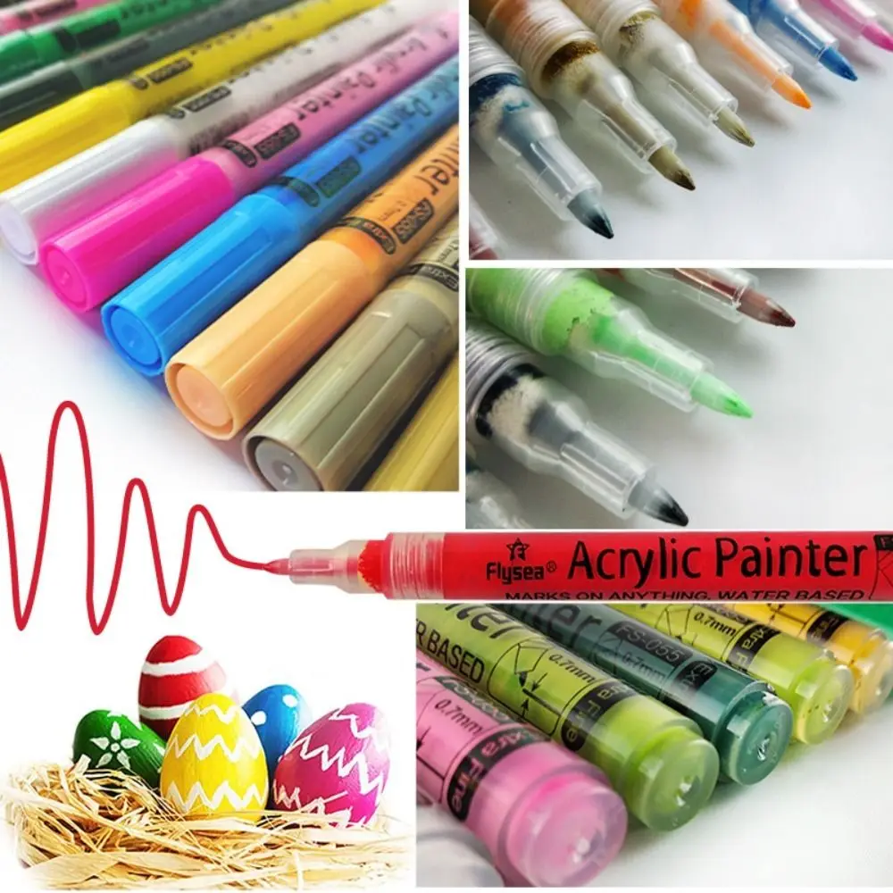 Kleurrijke Extra Fijne Nagel Graffiti Pen 12 Kleuren Diy Art Acrylverf Pennen Schilderij Nagel Creatie Acryl Markers Pinter