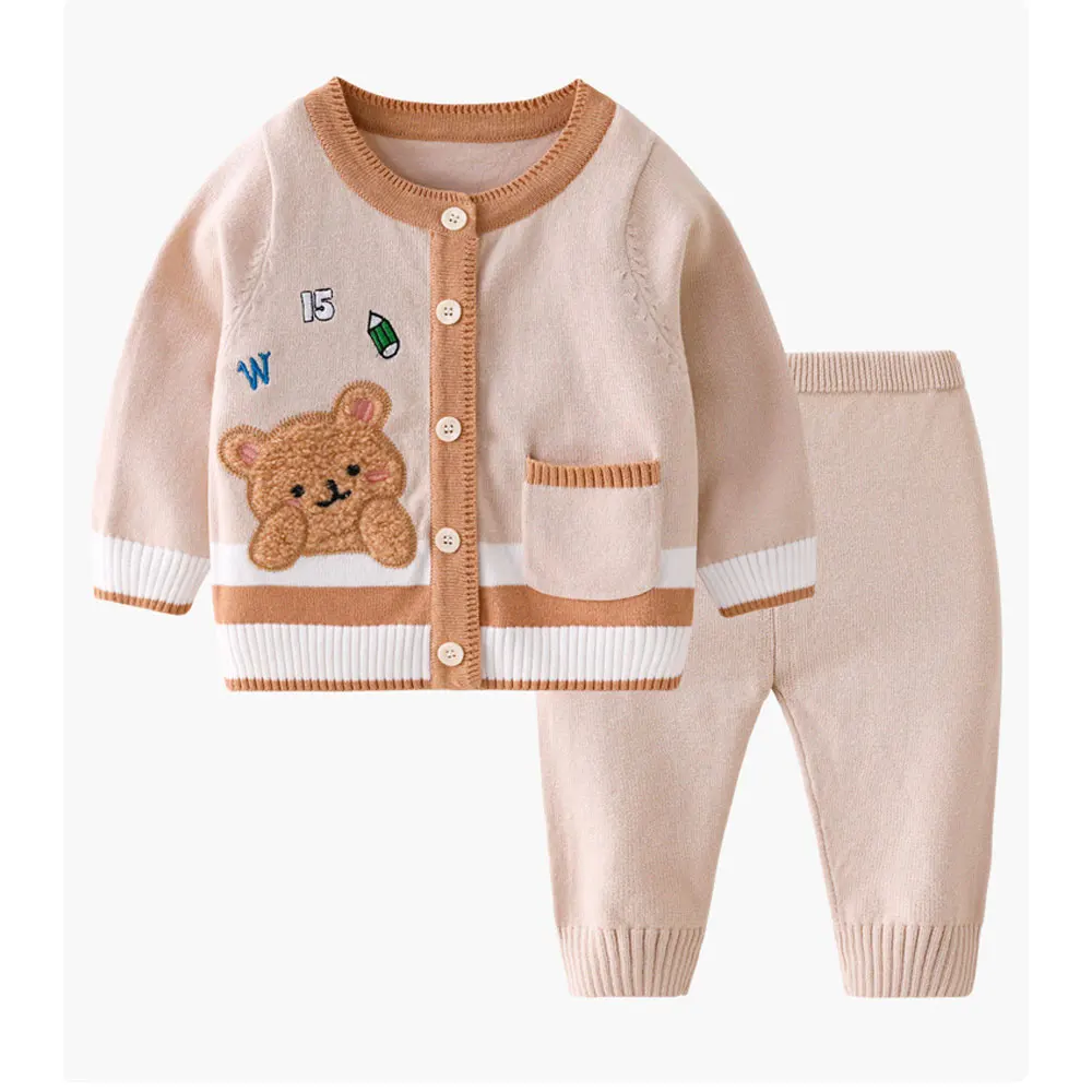 Spring fall newborn baby Boys' clothes Outfits Sets Knitted Cardigan Sweater+Pants 2pcs suits for infant Boys' Clothing baby set